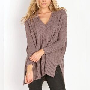 Free People Mauve Cable Knit Sweater
